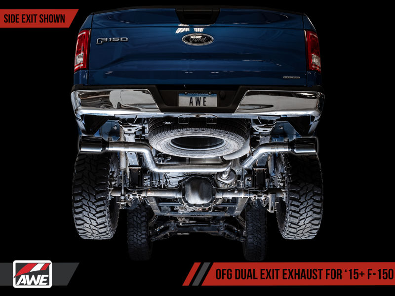 AWE Tuning 2015+ Ford F-150 0FG Dual Exit Performance Exhaust System w/5in Diamond Black Tips thumbnail 9