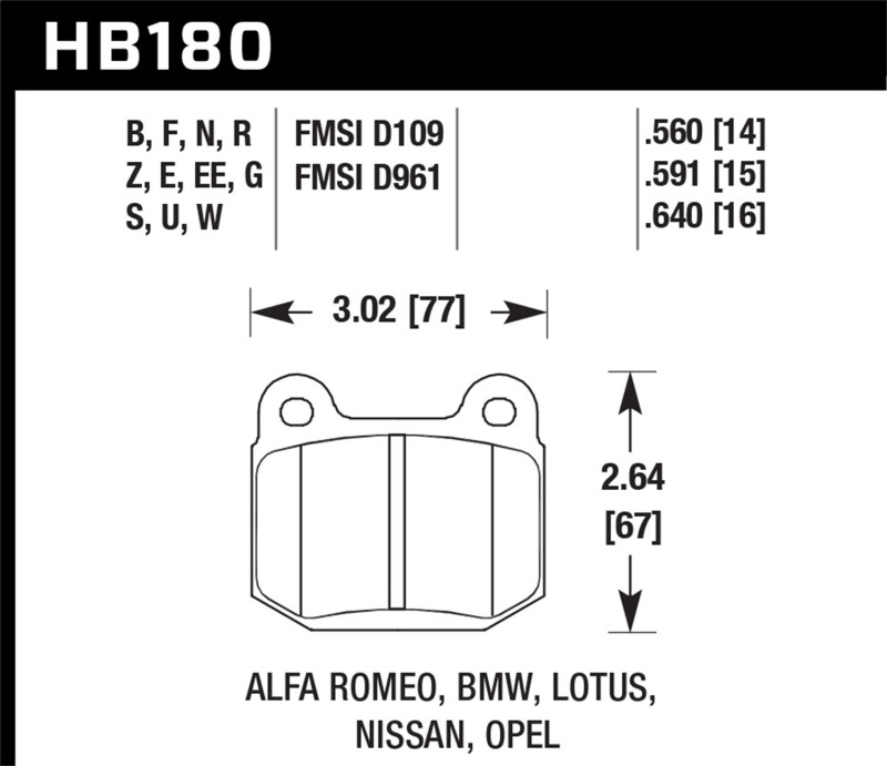 HAWK ER-1 Brake Pad Sets