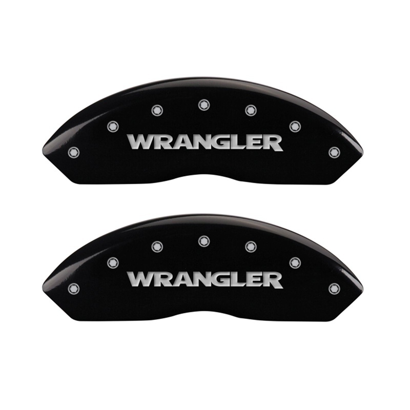 Set Of 2 Caliper Covers, Engraved Rear: WRANGLER Black Powder Coat Finish