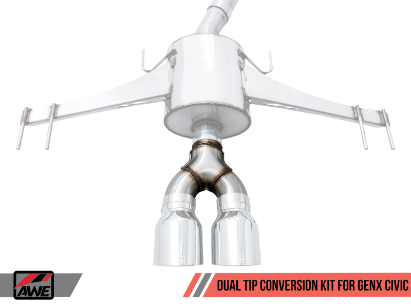 AWE Tuning 17+ Honda Civic SI 1.5L / Type R 2.0L Turbo Triple-to-Dual Tip Conversion Kit thumbnail 4