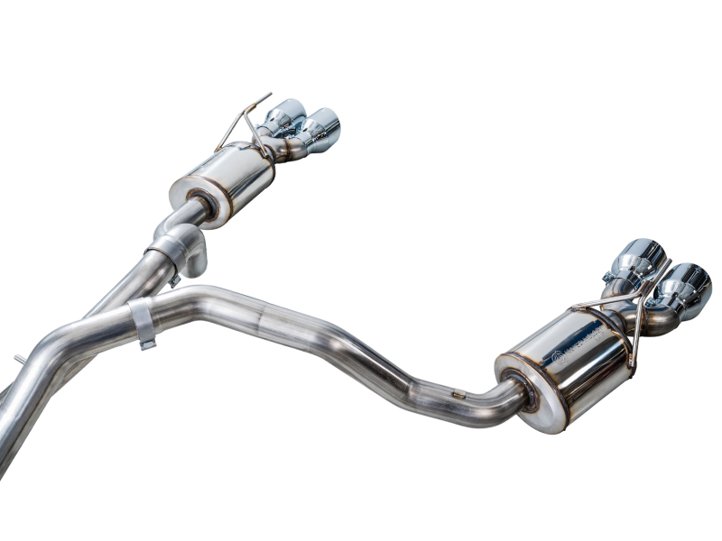 AWE Tuning 2021+ Cadillac Escalade 6.2L 0FG Dual Exit Exhaust System w/ 5in Chrome Silver Tips thumbnail 3