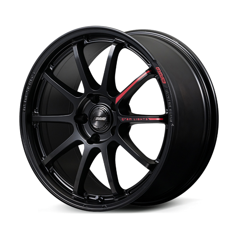 Gram Lights 57NR LIMITED II 17x7.0 +47 4-100 Semigloss Black Wheel w/ Black Cap/Stickers/Air Valve