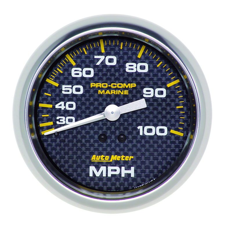 Autometer Marine Carbon Fiber 3-3/8in 100 MPH Mechanical Speedometer Gauge thumbnail 3