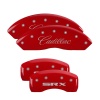 MGP 4 Caliper Covers Engraved Front Cursive/Cadillac Engraved Rear SRX Red finish silver ch thumbnail 9