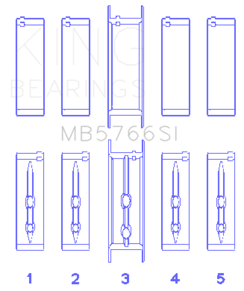 King Engine Bearings GM LS1/2/4/6 (Housing Bore +.010) (Size .010 Oversized) Main Bearing Set thumbnail 2