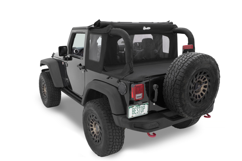 Bestop 07-18 Jeep Wrangler JK 2-Door Halftop Soft Top (Black Diamond) thumbnail 2