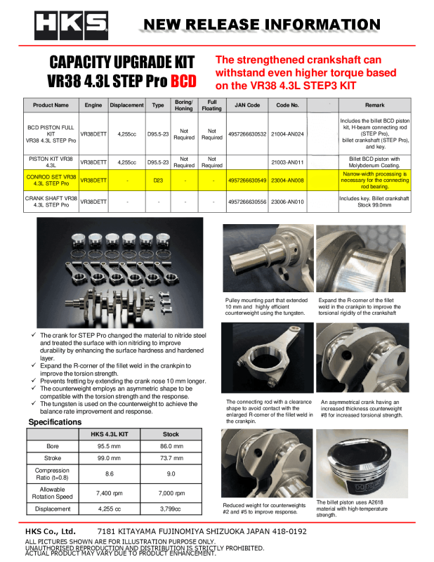 HKS Connecting Rod Set - VR38 4.3L STEP Pro thumbnail 2