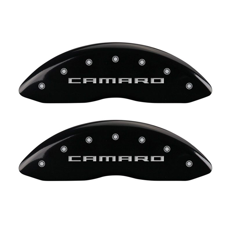 MGP 4 Caliper Covers Engraved Front Gen 5/Camaro Engraved Rear Gen 5/SS Black finish silver ch thumbnail 7