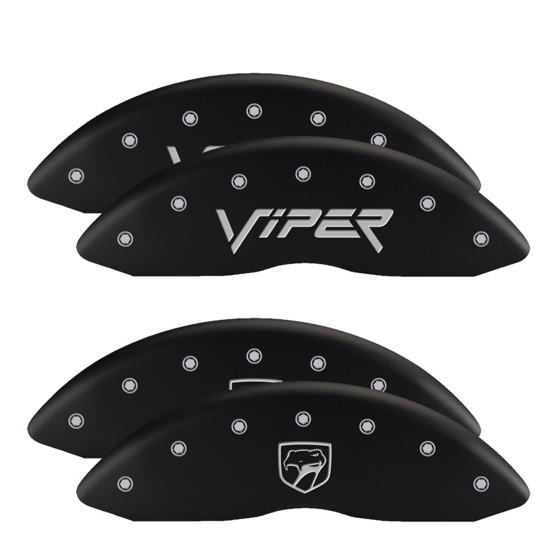 MGP 4 Caliper Covers Engraved Front & Rear Bowtie Red finish silver ch thumbnail 3
