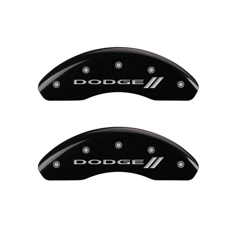 MGP 4 Caliper Covers Engraved Front & Rear With stripes/Dodge Black finish silver ch thumbnail 7