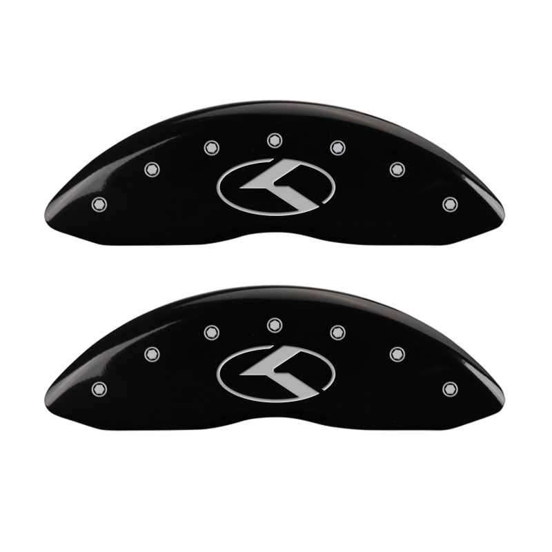 MGP 4 Caliper Covers Engraved Front & Rear Circle K/Kia Black finish silver ch thumbnail 4