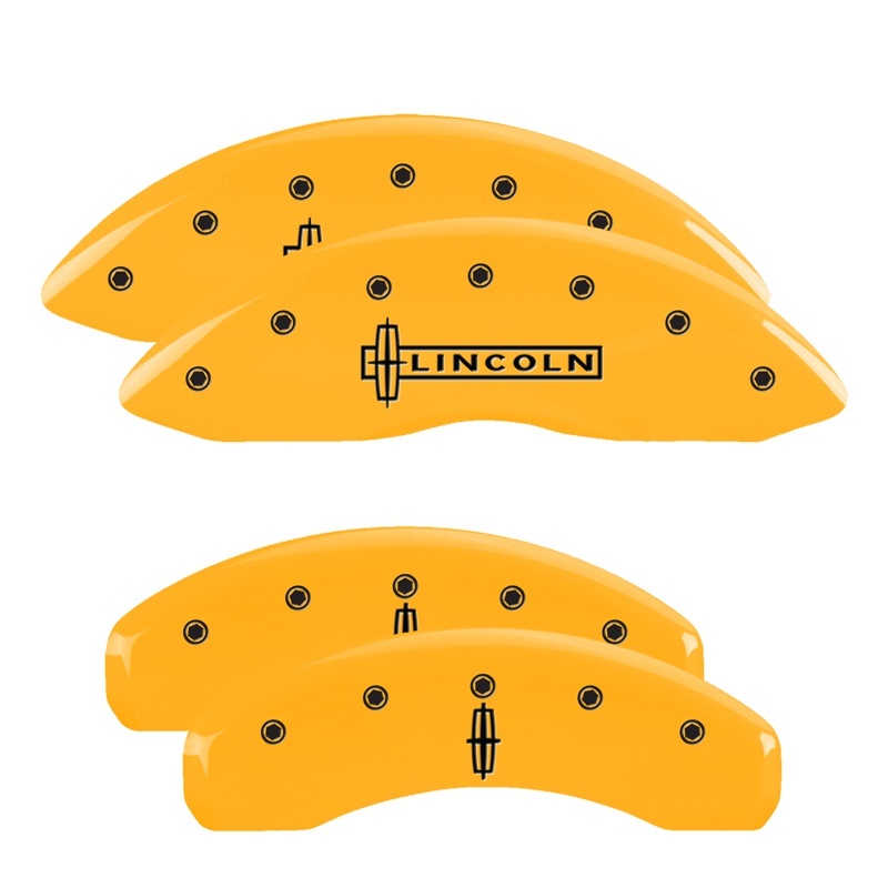 MGP 4 Caliper Covers Engraved Front & Rear Cursive/Cadillac Yellow finish black ch thumbnail 7