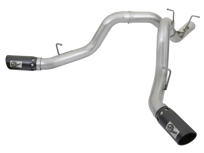aFe ATLAS 4in DPF-Back Alum Steel Exhaust System w/Dual Exit Black Tip 2017 GM Duramax 6.6L (td) thumbnail 2