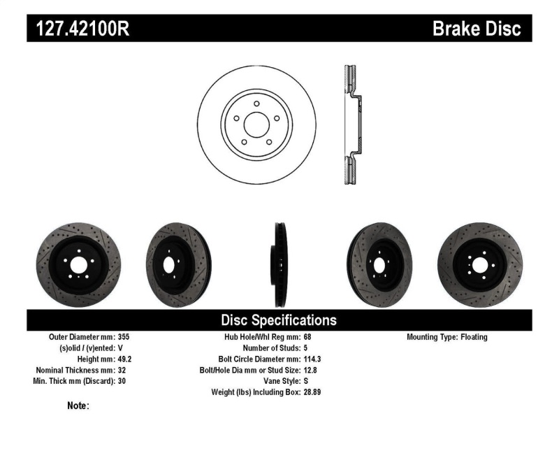 StopTech Infiniti G37 / Nissan 370Z SportStop Slotted & Drilled Front Right Rotor thumbnail 4