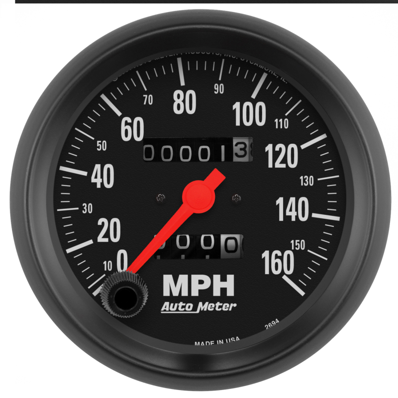 Autometer Z-Series 85mm160 MPH Mechanical Speedometer