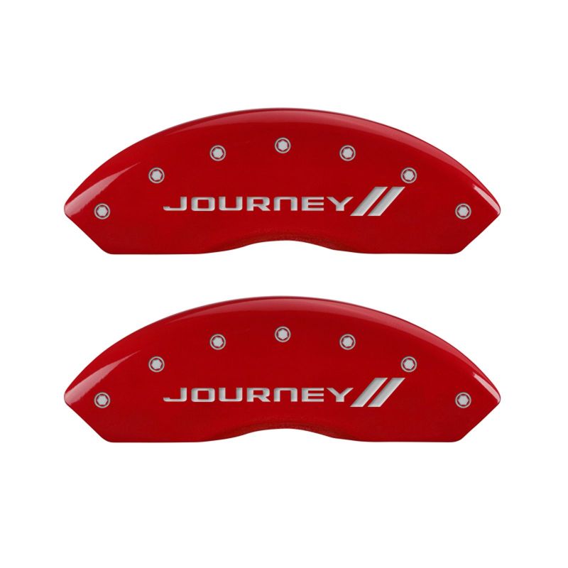 MGP 4 Caliper Covers Engraved Front & Rear With stripes/Journey Red finish silver ch thumbnail 5