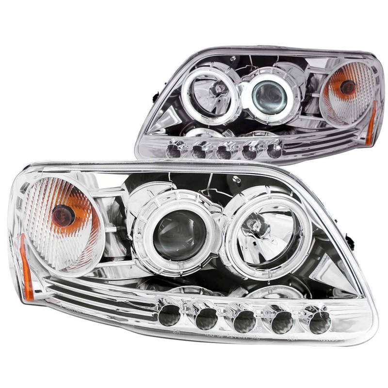 ANZO 1997.5-2003 Ford F-150 Projector Headlights w/ Halo Chrome 1pc thumbnail 4