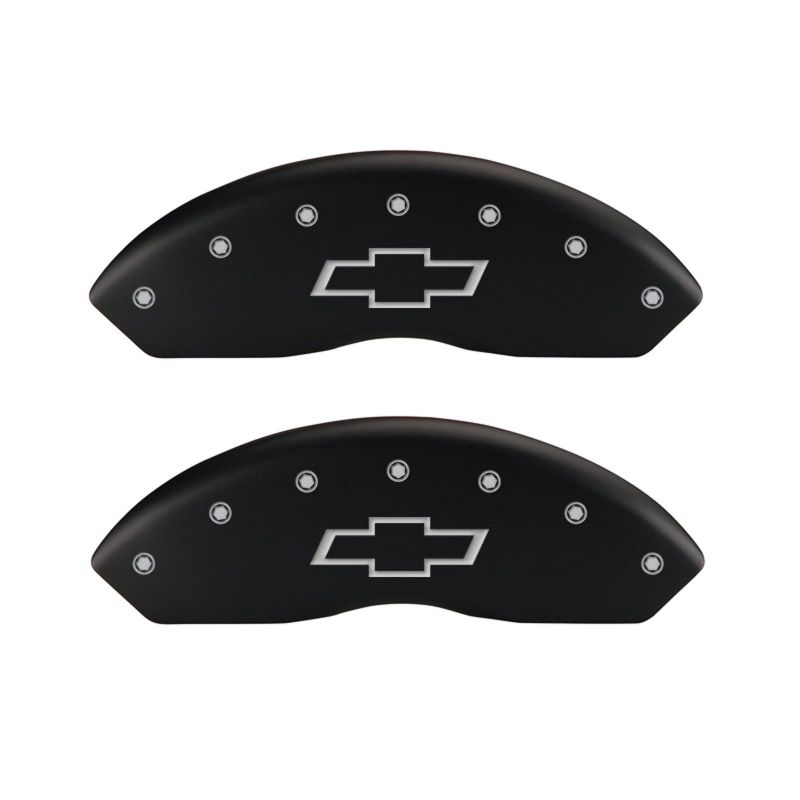 MGP Front set 2 Caliper Covers Engraved Front Bowtie Red finish silver ch thumbnail 5