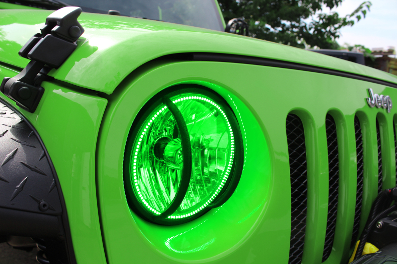 Oracle 07-17 Jeep Wrangler Surface Mount LED Headlight Halo Kit - Green thumbnail 6