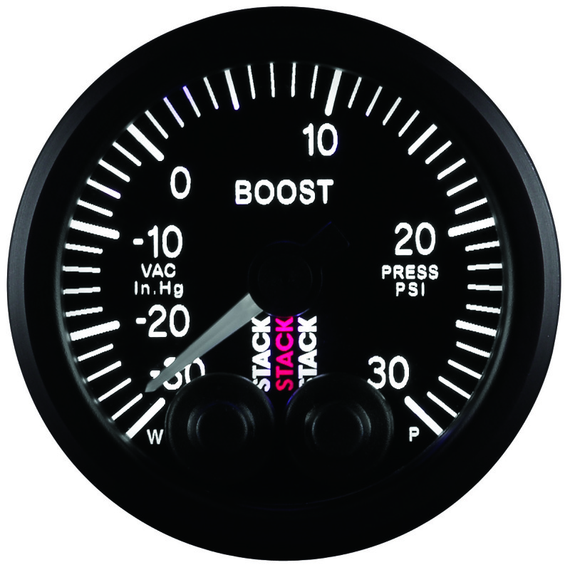 Autometer Stack Instruments 52mm -30INHG To +30PSI Pro Control Boost Pressure Gauge - Black