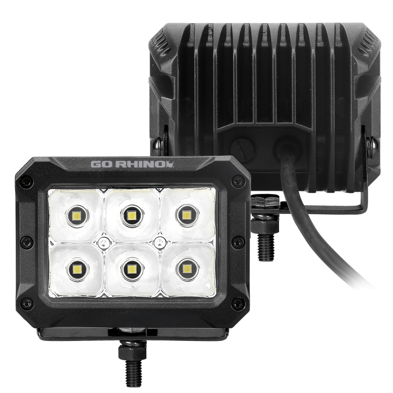 Go Rhino Xplor Bright Series Rectangle LED Spot Light Kit (Surface/Thread Stud Mnt) 4x3 - Blk (Pair) thumbnail 3