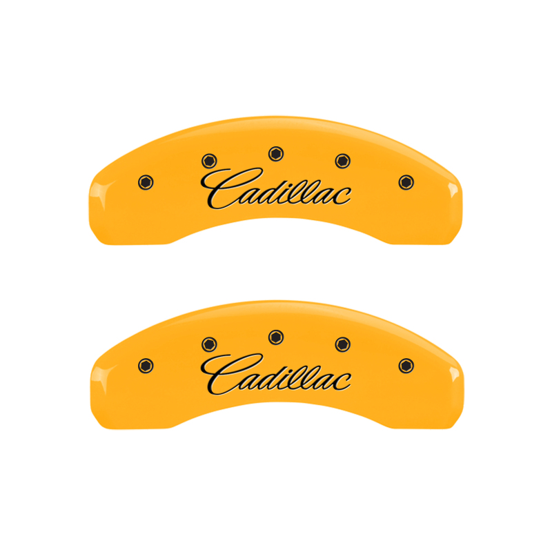 MGP 4 Caliper Covers Engraved F & R Cursive/Cadillac Yellow Finish Black Char 2010 Cadillac SRX thumbnail 9