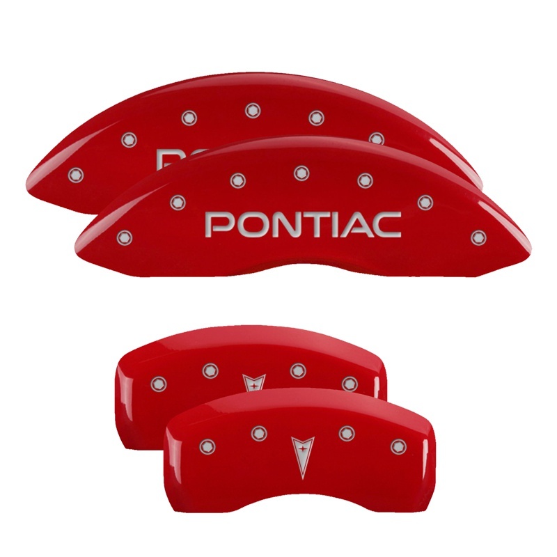 MGP 4 Caliper Covers Engraved Front Pontiac Engraved Rear G6 Red finish silver ch thumbnail 3
