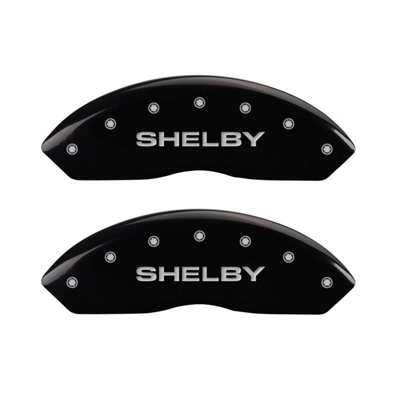 MGP 4 Caliper Covers Engraved Front Shelby Engraved Rear Tiffany Snake Black finish silver ch thumbnail 5