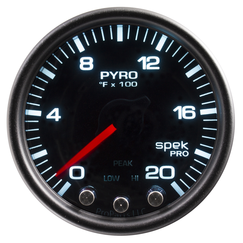 Autometer Spek-Pro Gauge Pyro. (Egt) 2 1/16in 2000f Stepper Motor W/Peak & Warn Blk/Smoke/Blk thumbnail 8