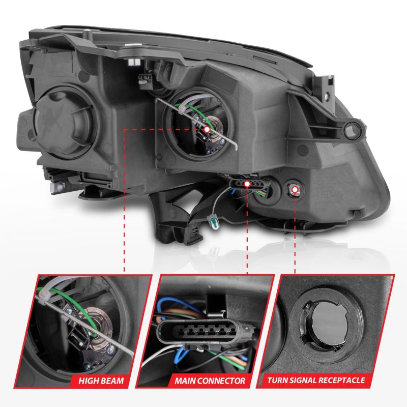ANZO 2007-2012 GMC Acadia Projector Headlights Black Housing thumbnail 9