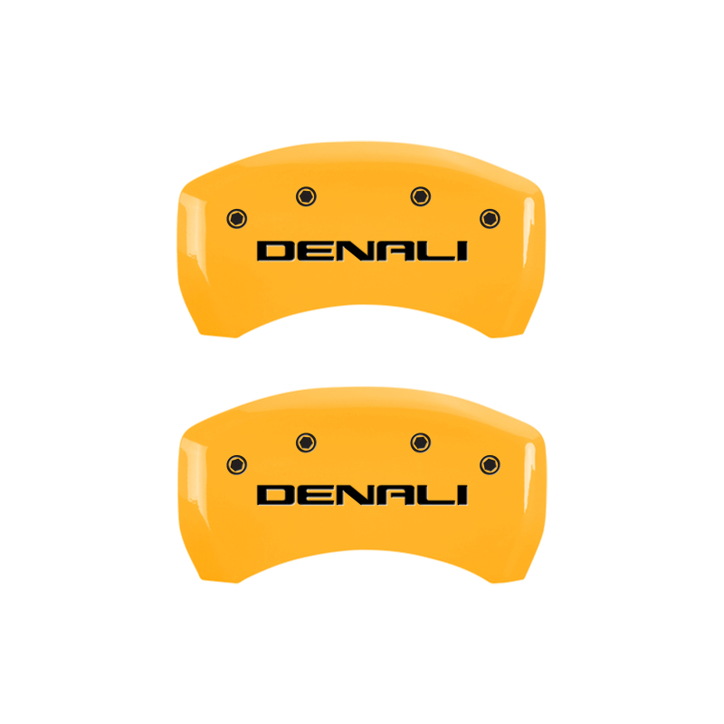 MGP 4 Caliper Covers Engraved Front & Rear Denali Yellow Finish Black Char 2017 GMC Acadia thumbnail 6