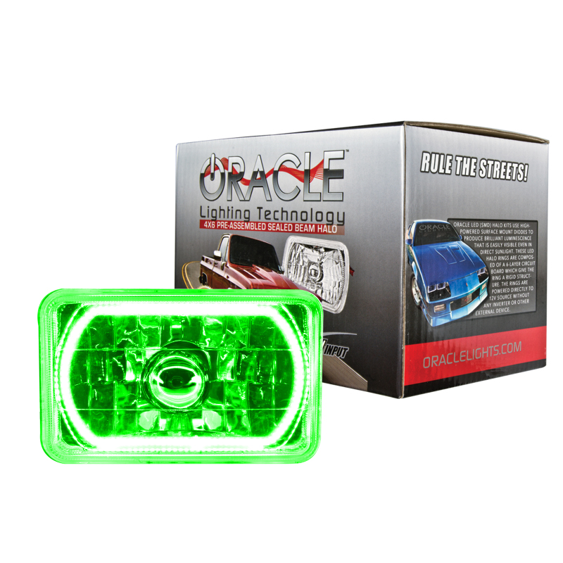 Oracle Pre-Installed Lights 4x6 IN. Sealed Beam - Green Halo thumbnail 2