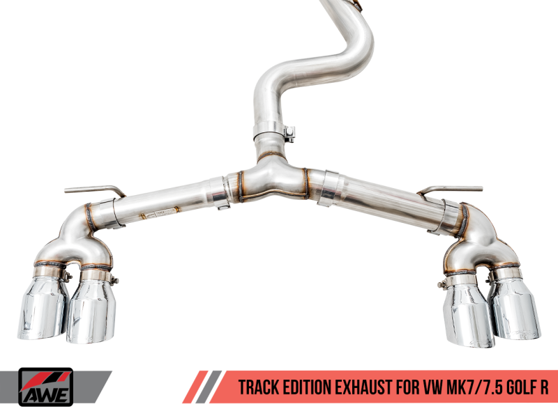 AWE Tuning Mk7 Golf R Track Edition Exhaust w/Chrome Silver Tips 102mm thumbnail 5