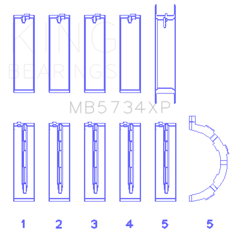 King Engine Bearings Ford Mustang Prod 302 Coyote Performance Main Bearing Set - Size STD thumbnail 5