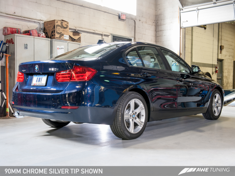 AWE Tuning BMW F30 320i Touring Exhaust w/Performance Mid Pipe - Chrome Silver Tip (90mm) thumbnail 3