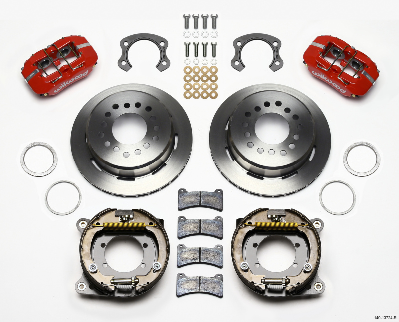 Wilwood Dynapro Low-Profile 11.00in P-Brake Kit - Red Ford 8.8 Special w/2.50in Offset-5 Lug