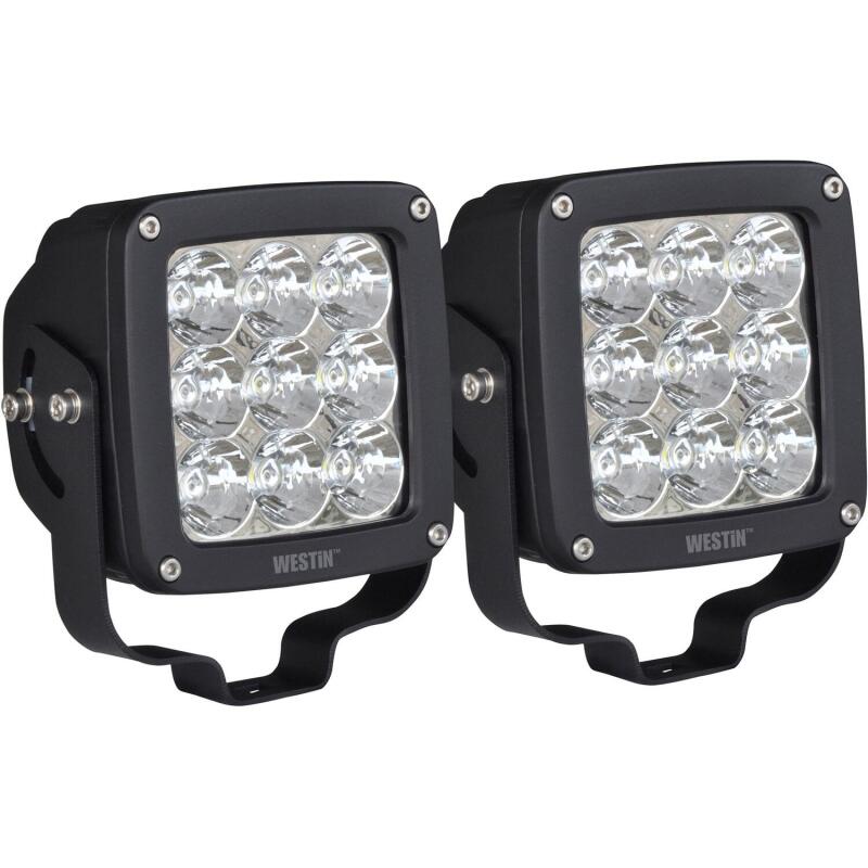 Westin Axis LED Auxiliary Light 4.5 inch x 4.5 inch Square Spot w/3W Osram (Set of 2) - Black