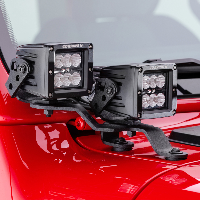 Go Rhino 18-20 Jeep Wrangler JL/JLU/Gladiator JT Light Mount - Two 3in Cubes Offset thumbnail 7