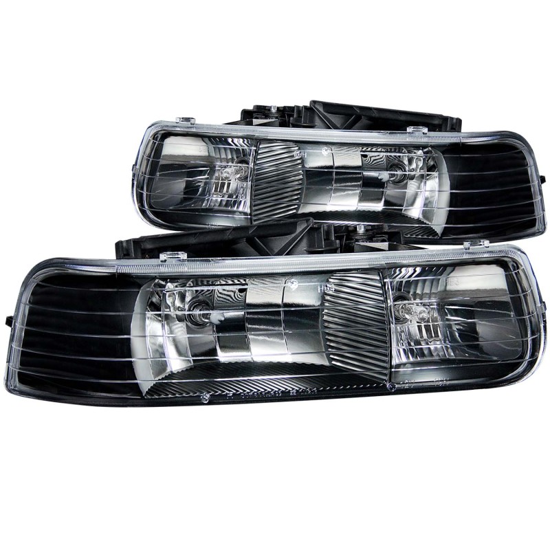 ANZO 1999-2002 Chevrolet Silverado 1500 Crystal Headlights Black thumbnail 3