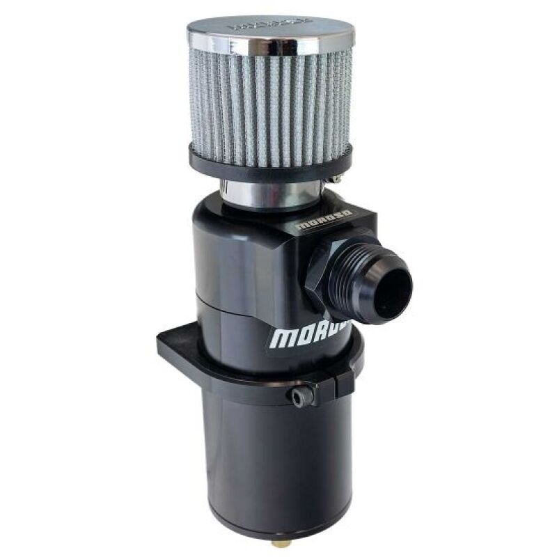 Moroso Single Inlet Black -16AN Billet Breather Tank Catch Can