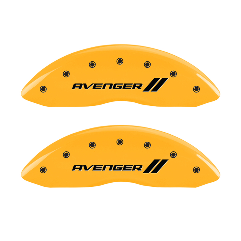 MGP 4 Caliper Covers Engraved Front & Rear With stripes/Avenger Yellow finish black ch thumbnail 4