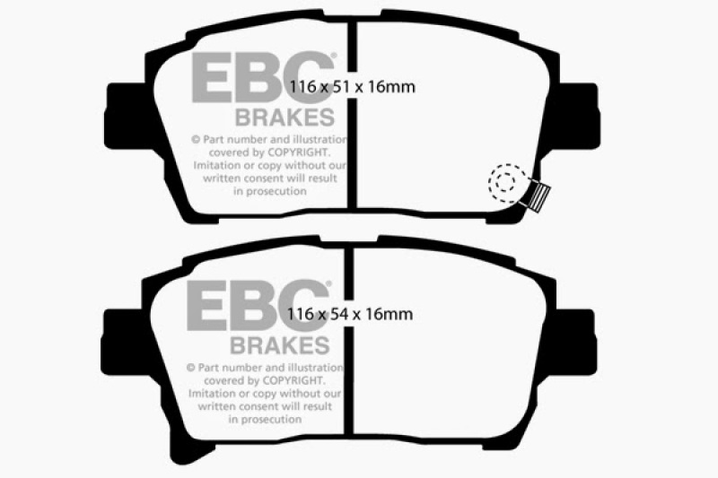 EBC 03-07 Scion XA 1.5 Yellowstuff Front Brake Pads thumbnail 7