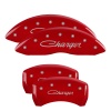 MGP 4 Caliper Covers Engraved Front & Rear Cursive/Charger Red finish silver ch thumbnail 5