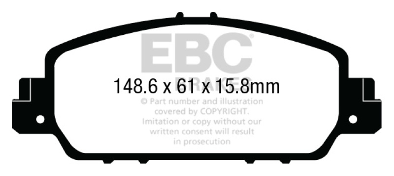 EBC 13+ Honda Accord Coupe 2.4 EX Yellowstuff Front Brake Pads thumbnail 5
