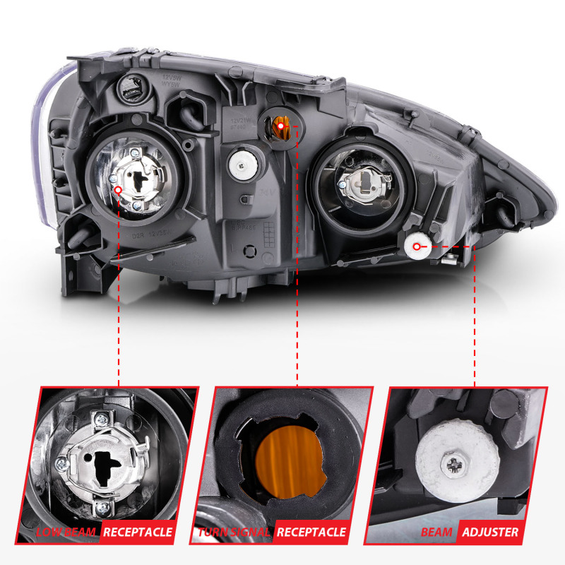 ANZO 2002-2004 Acura RSX Crystal Headlights Black thumbnail 8