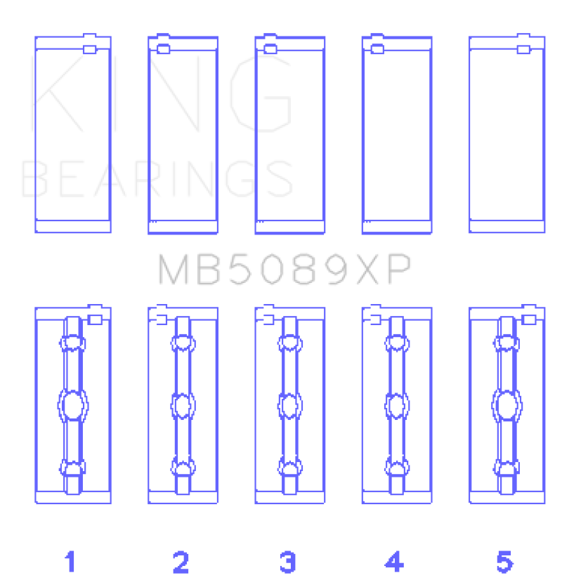 King Engine Bearings Toyota 1RZ/2RZ/3RZ Crankshaft Main Bearing Set (Set of 5) thumbnail 2