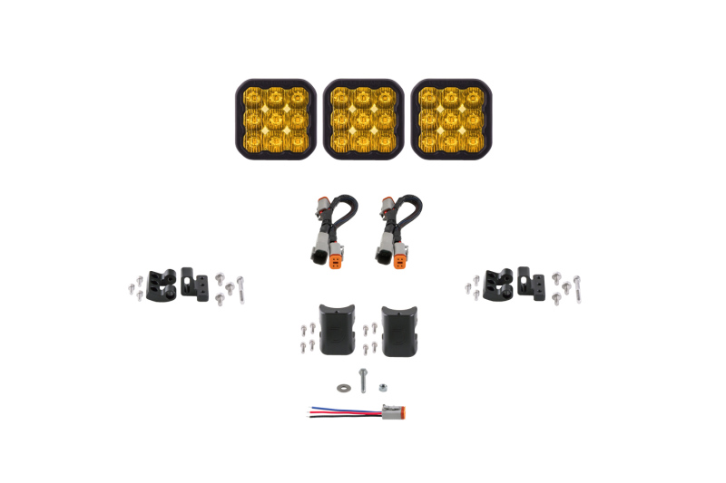 Diode Dynamics SS5 Pro Universal CrossLink 3-Pod Lightbar - Yellow Driving thumbnail 2