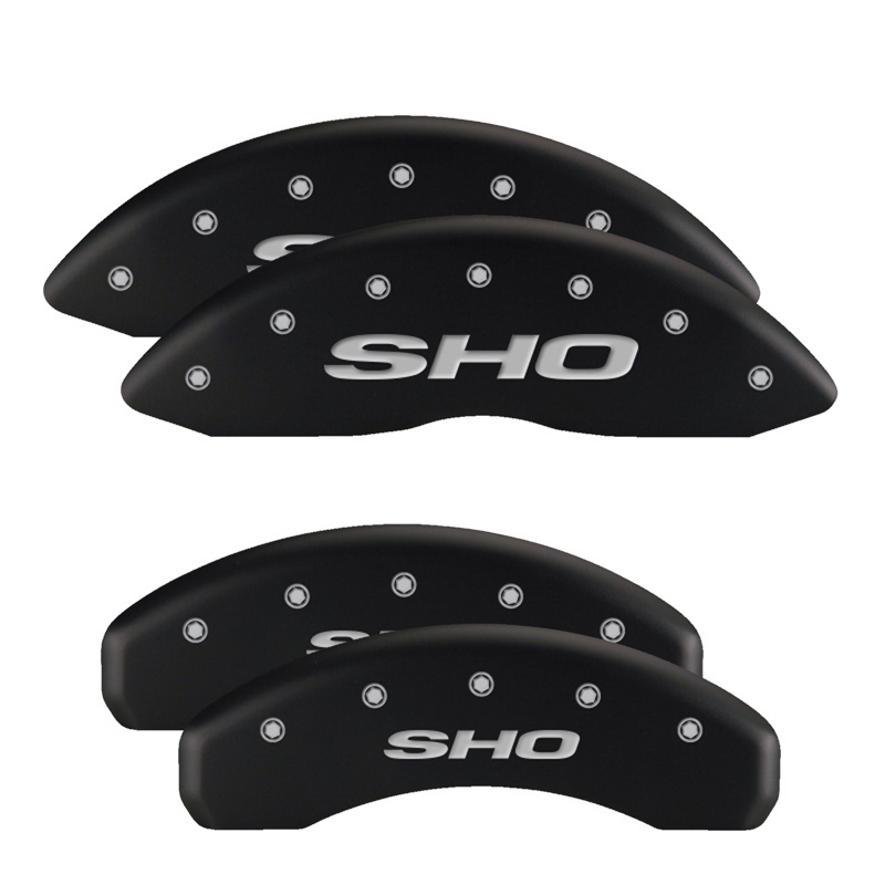 MGP 4 Caliper Covers Engraved Front Mustang Engraved Rear S197/Bar & Pony Black finish silver ch thumbnail 6