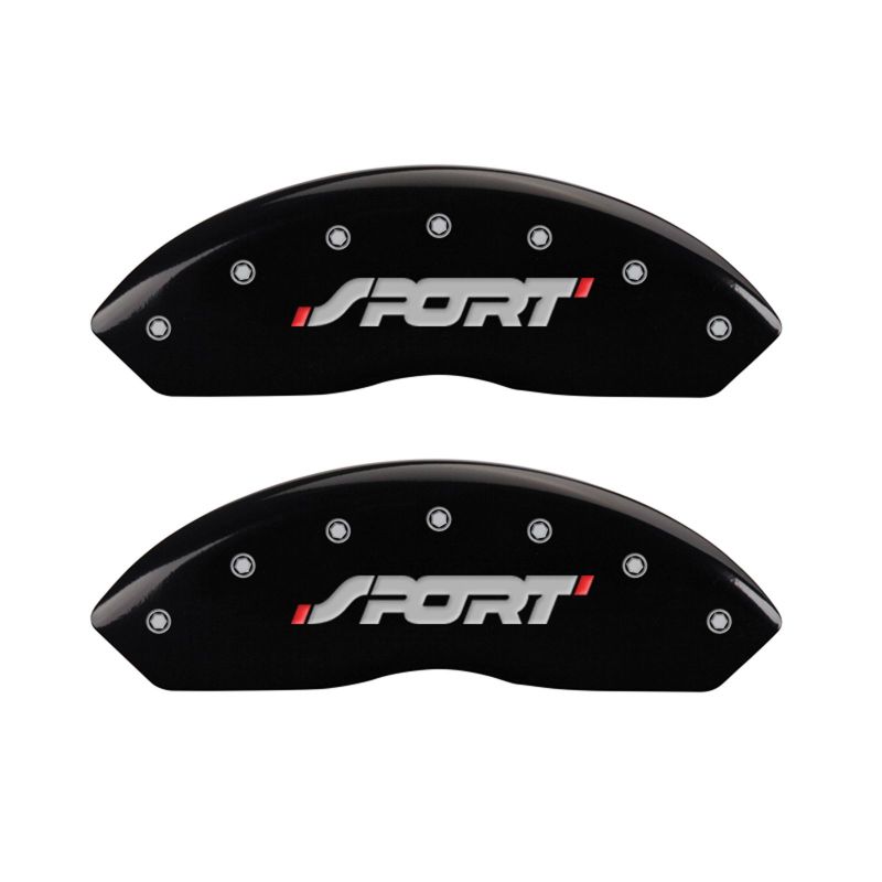 MGP 4 Caliper Covers Engraved Front & Rear SPORT Black finish silver ch thumbnail 4