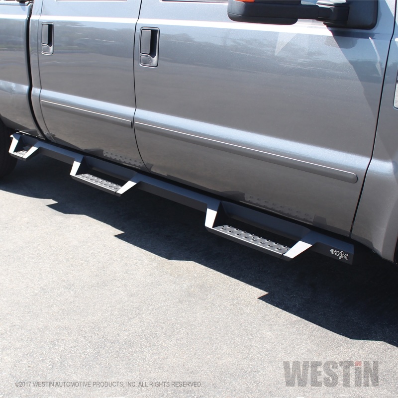Westin 99-16 Ford F-250/350/450/550 CC (6.75ft Bed) HDX Drop Whl to Whl Nerf Step Bars - Text Blk thumbnail 6